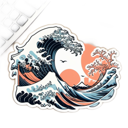 wave landscape sticker SVG PNG design with clean design elements