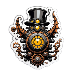 steampunk clock SVG PNG design with clean design elements