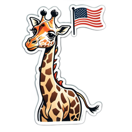 giraffe flag sticker SVG PNG design with clean design elements