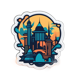 sticker landscape cityscape SVG PNG design with clean design elements