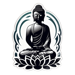 meditation buddha flower SVG PNG design with black and white floral elements