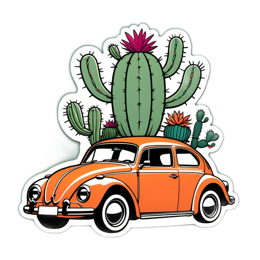 car cactus SVG PNG design with clean design elements