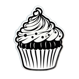 cupcake black and white SVG PNG design with clean design elements