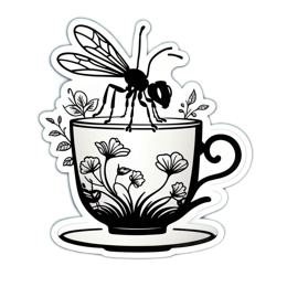 coffee insect flora floral SVG PNG design with black and white floral elements