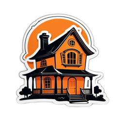 halloween house sunset SVG PNG design with clean design elements