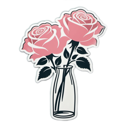 roses vase floral SVG PNG design with clean design elements, black and white floral elements