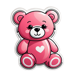 pink bear sticker SVG PNG design with clean design elements