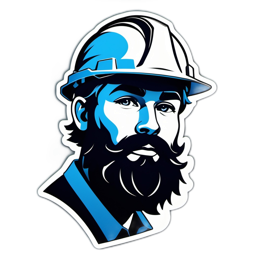 worker portrait beard SVG PNG design with clean design elements