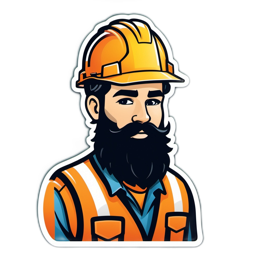 construction worker beard SVG PNG design with clean design elements