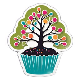 cupcake tree colorful SVG PNG design