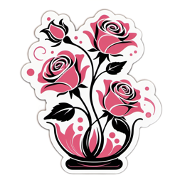 roses artistic floral SVG PNG design with clean design elements, black and pink floral elements