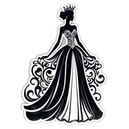 beautiful dress silhouette floral SVG PNG design with black and white floral elements