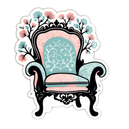 floral chair SVG PNG design with pink floral elements