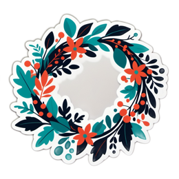 flower wreath sticker SVG PNG design with clean design elements, black and red floral elements
