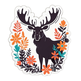 animals flower patterns SVG PNG design with clean design elements, black and orange floral elements