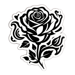 sticker blackrose floral SVG PNG design with clean design elements, black and white floral elements