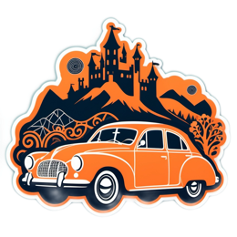 car castle SVG PNG design with clean design elements