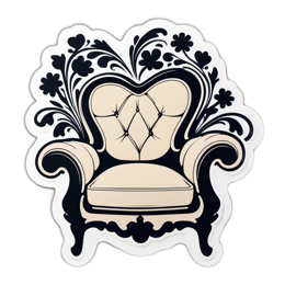 chair floral SVG PNG design with black and cream floral elements