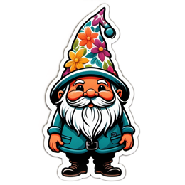 gnome colorful fun floral SVG PNG design with orange and green floral elements