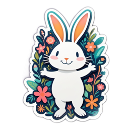 rabbit flower sticker SVG PNG design with clean design elements, floral elements