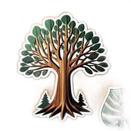 tree stickers SVG PNG design with green floral elements