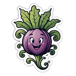 sticker vegetable SVG PNG design with green and purple floral elements