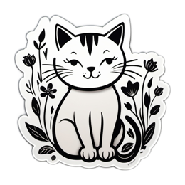 cat flora SVG PNG design with clean design elements
