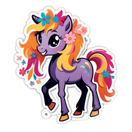 unicorn stickers SVG PNG design with orange and pink floral elements