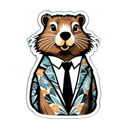 stylish marmot floral SVG PNG design with clean design elements, floral elements