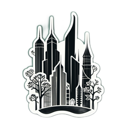 cityscape trees SVG PNG design with clean design elements