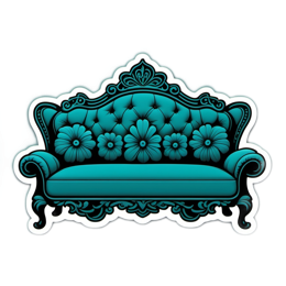 floral couch SVG PNG design with clean design elements, black floral elements