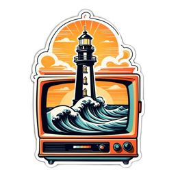 lighthouse tv wave SVG PNG design with clean design elements