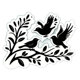birds branch leaves SVG PNG design with clean design elements