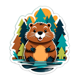 beaver forest scene SVG PNG design with clean design elements
