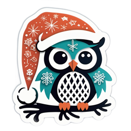 christmas owl sticker SVG PNG design with clean design elements