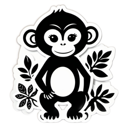 monkey leafs SVG PNG design with clean design elements