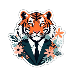 artistic tiger flower SVG PNG design with black and orange floral elements