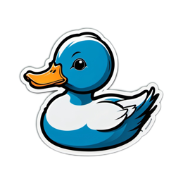 sticker cartoon duck SVG PNG design with clean design elements