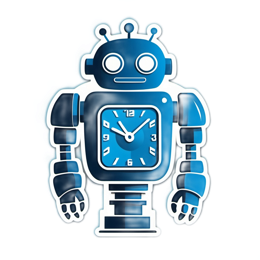 robot clock SVG PNG design with clean design elements