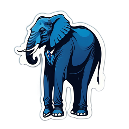 artistic blue elephant SVG PNG design with clean design elements