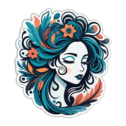 beautiful female illustration floral SVG PNG design with white and orange floral elements