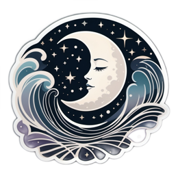 moon waves stars SVG PNG design