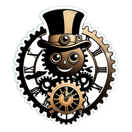 steampunk clock owl SVG PNG design with clean design elements