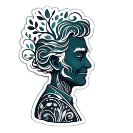 artistic portrait floral SVG PNG design with white and green floral elements