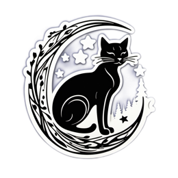 cat moon stars SVG PNG design