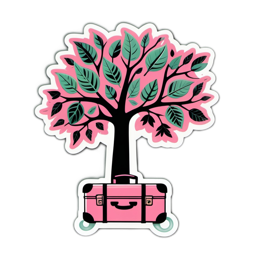 tree travel SVG PNG design with pink and green floral elements