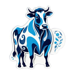 artistic blue cow SVG PNG design with clean design elements