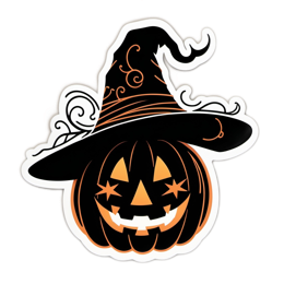 witch pumpkin sticker SVG PNG design with clean design elements