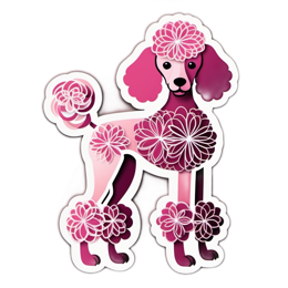 flower poodle SVG PNG design with clean design elements, pink and purple floral elements