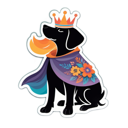 artistic dog prince floral SVG PNG design with orange and purple floral elements